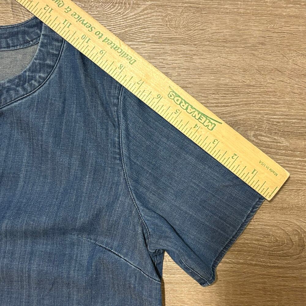 Lands' End Denim Lyocell Shift Dress Womens 8 Blue Chambray Tunic Short Sleeve - Picture 7 of 9